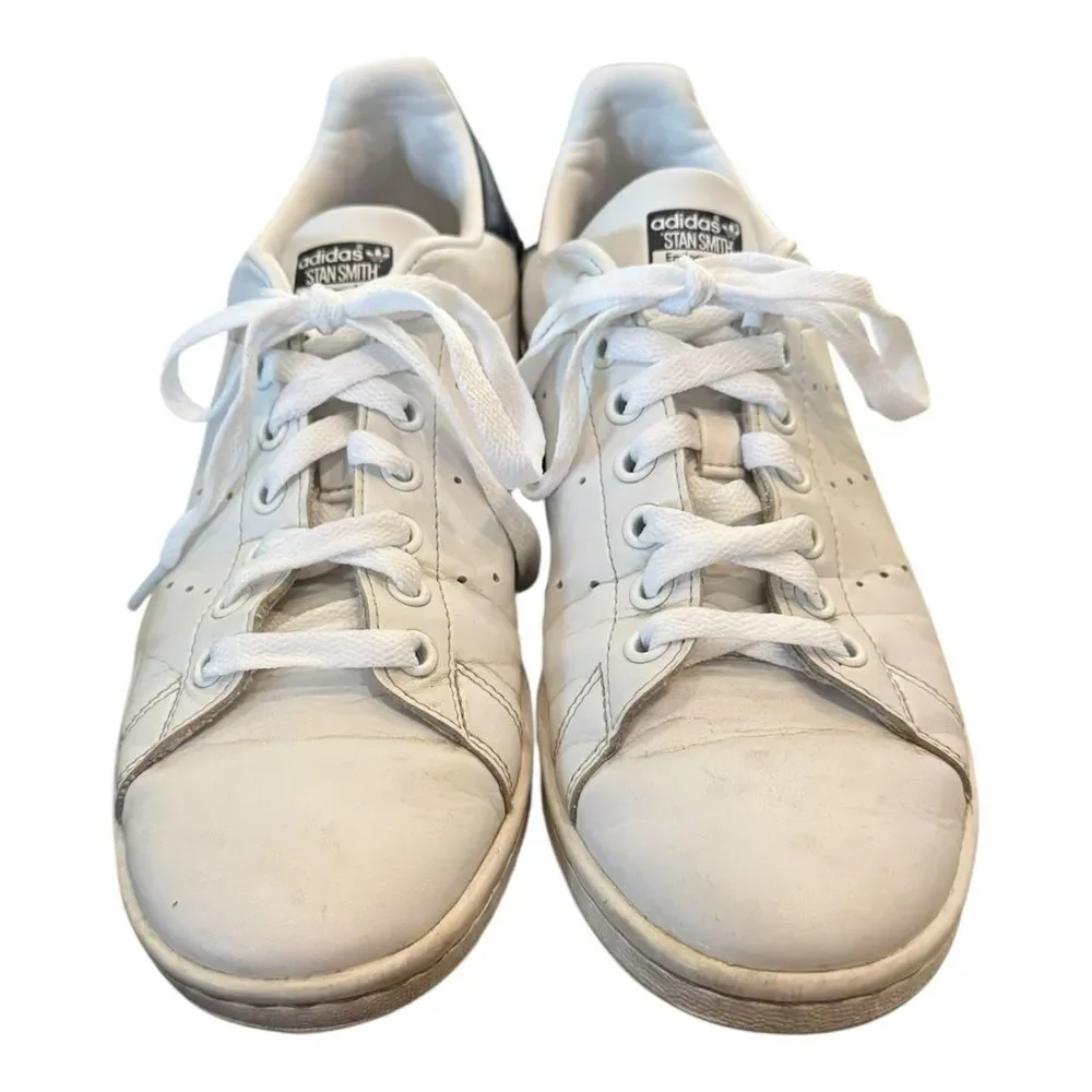 Adidas Stan Smith White Collegiate Navy Leather Men's Tennis Shoes Sneakers 6.5